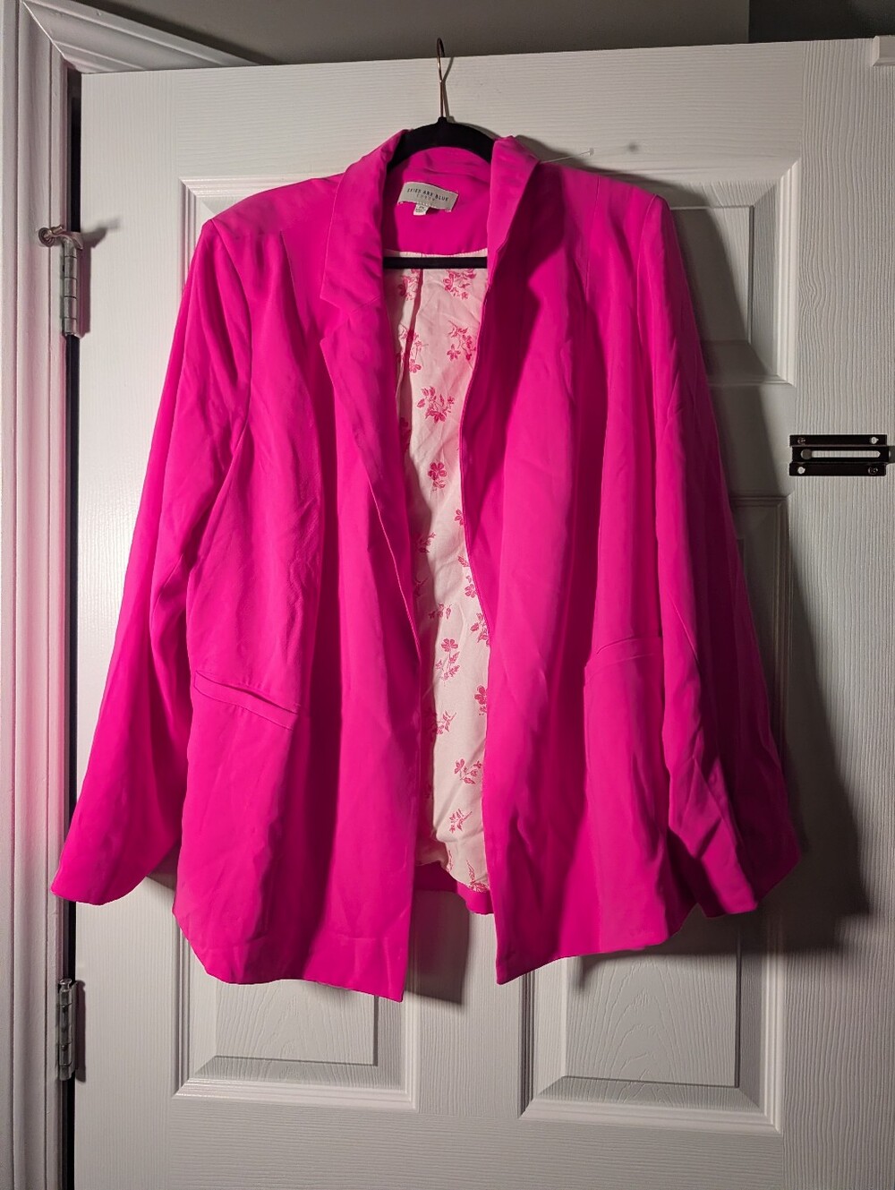 Skies Are Blue 2X Hot Pink Floral Lined Blazer Jacket. Size 2xl